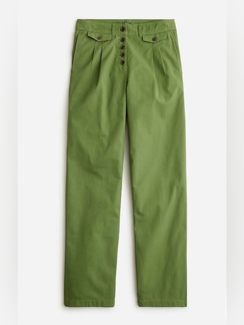 J. Crew Pleated button-front pant in chino Green 6 Cotton
